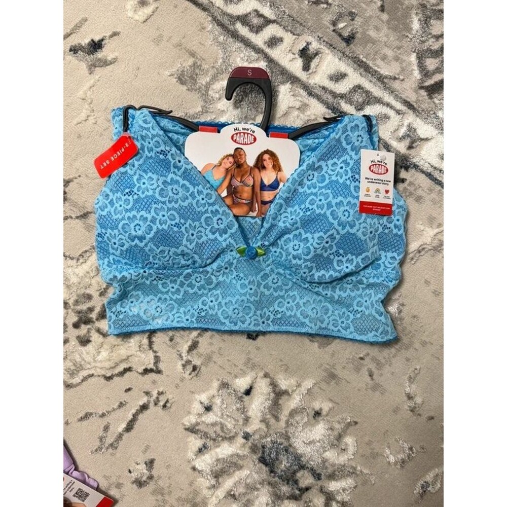 Parade Lace Bralette 2-Piece Set Baltic Sea Blue Size Small